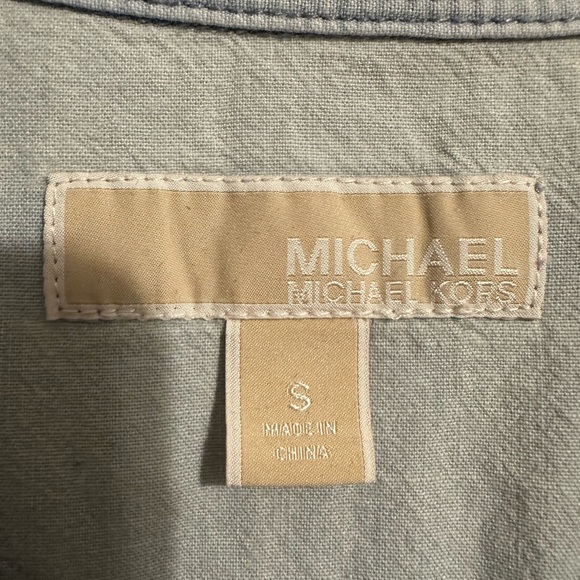 Michael Kors Blue Buttoned Maxi Dress with Polo Collar Western Rodeo Chambray S - Picture 12 of 13